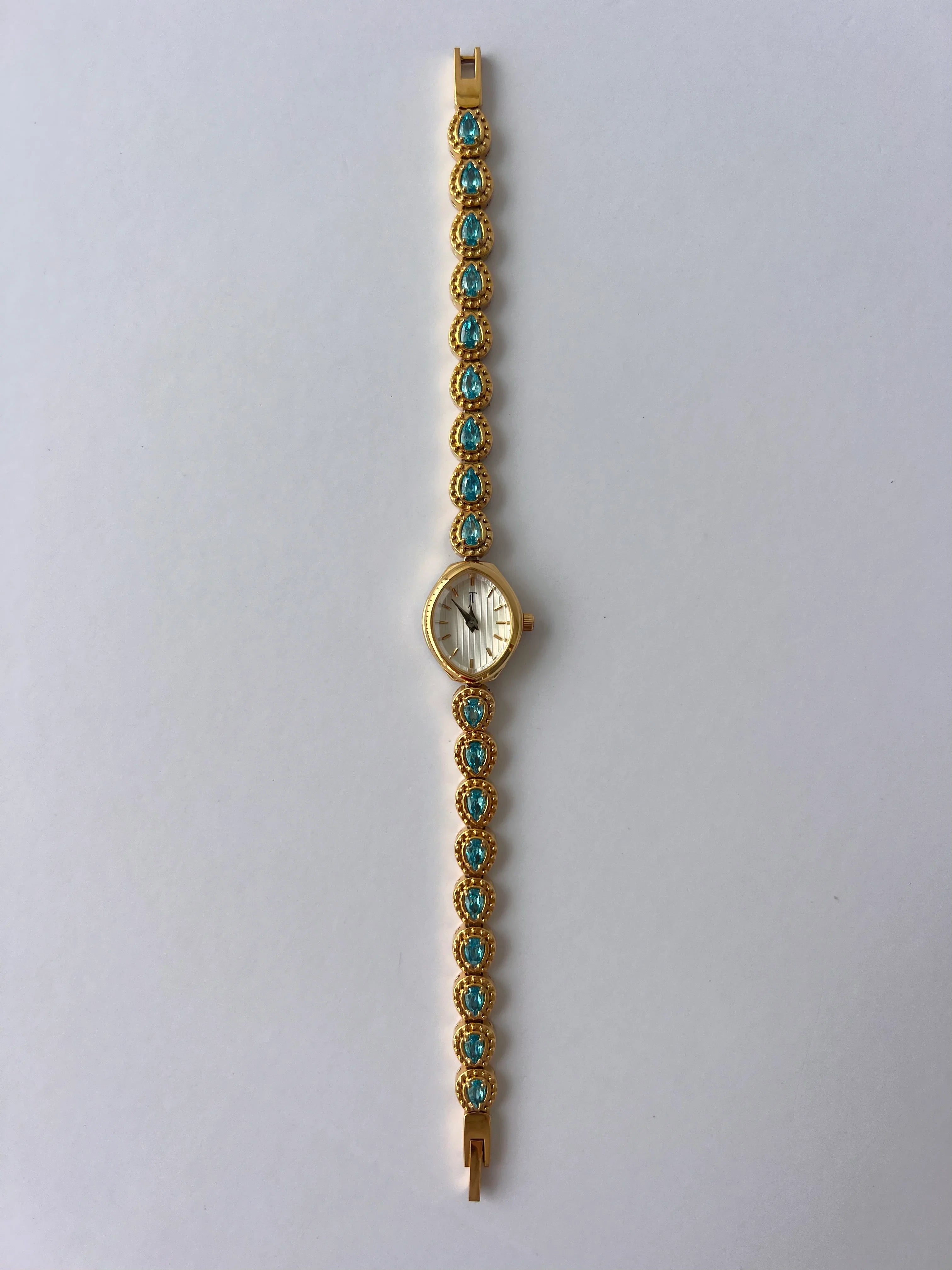 Vintage Blue Diamond Gold Watch